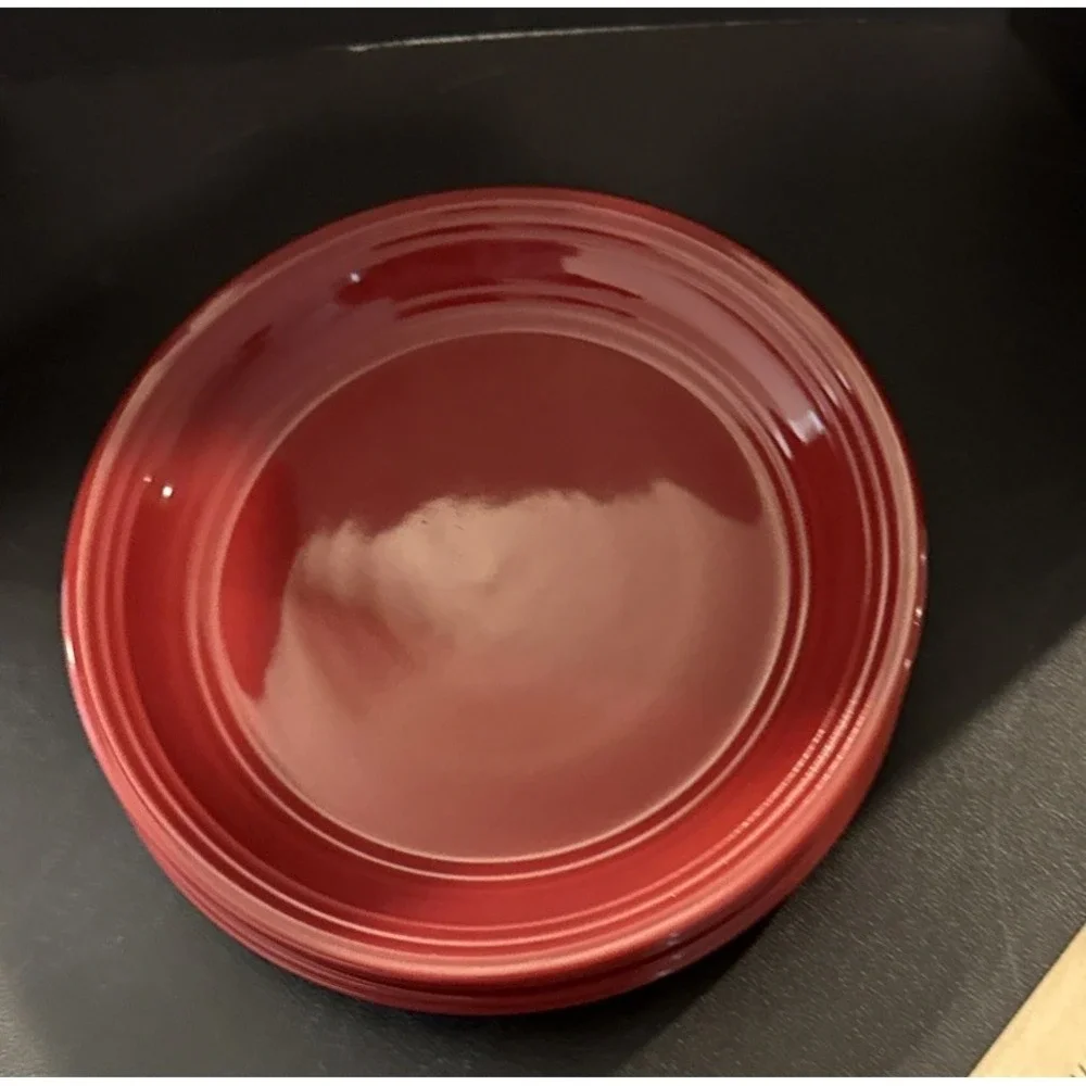 Mainstays Rainforest Sedona Red Embossed Ring Stoneware Salad Plates Set Of 4